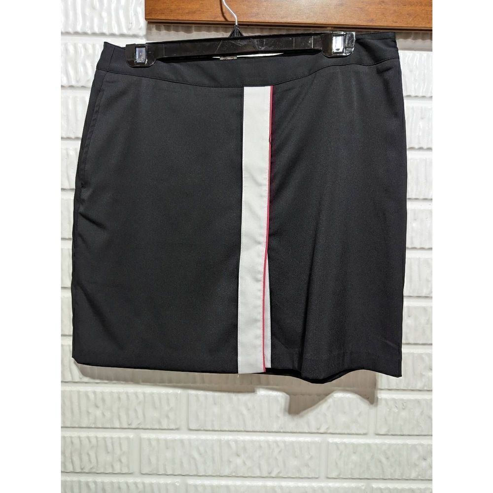 Greg Norman Women's Golf Black White Stripe Front Play Dry Tennis Skirt Skort 8